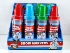 Lot of 12 - Snow Markers Squeeze Bottle Spray Decorate Snowman Blue, Red, Green.