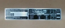 M116A2 MILITARY 3/4 TON CARGO TRAILER IDENTIFICATION PLATE 9905-01-147-5863