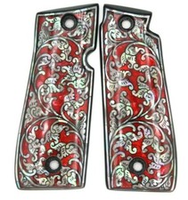 Colt Mustang Plus II 380 Grips Mother of Pearl Red Floral Art Nice Gift Decor