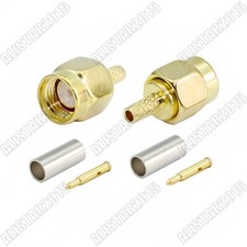 10x SMA Crimp Male Connector for LMR100 RG316 RG174 Cable Straight RF Connector