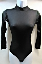Leotard Bodysuit Black Turtleneck Size Small Long Sleeve Women's