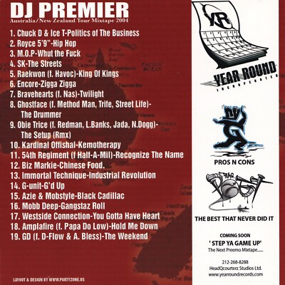 DJ PREMIER- AUSTRALIA TOUR 2004 - HIP HOP RAP NYC MIXTAPE MIX CD