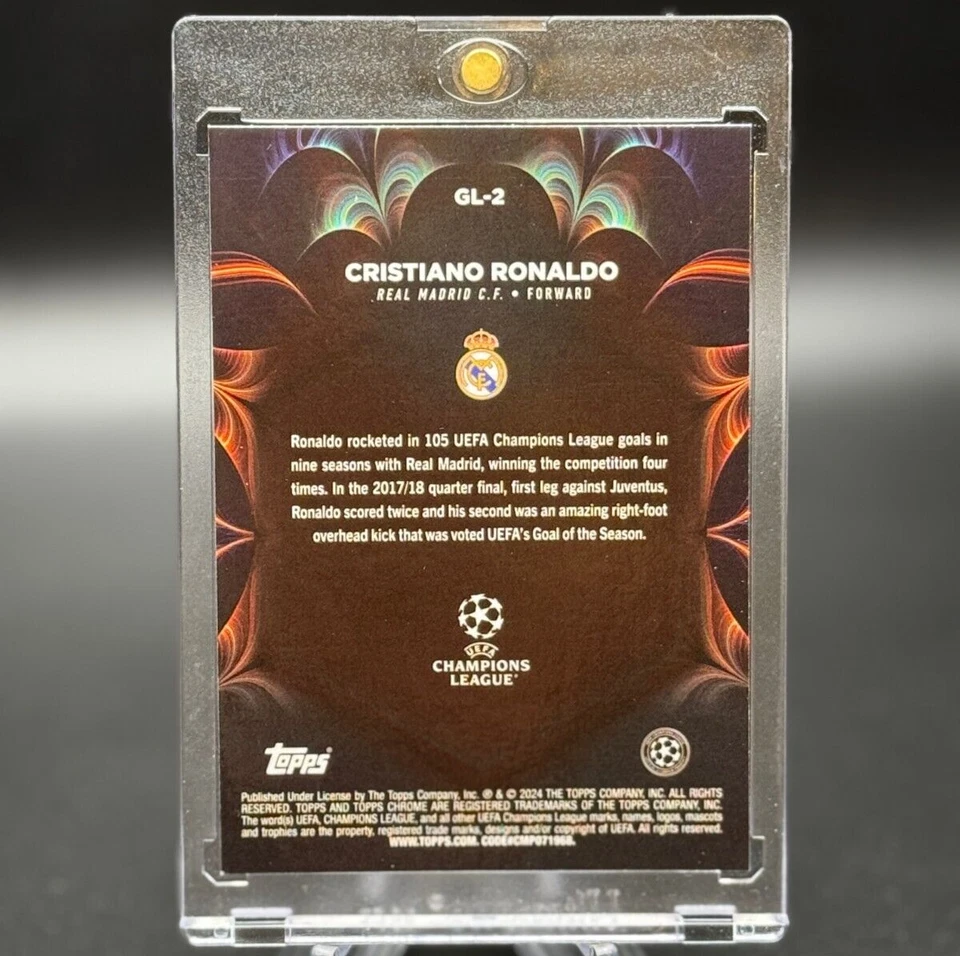 Cristiano Ronaldo 2023-24 Topps Chrome UCC Golazo #GL-2 Refractor Real Madrid CF - Image 2 of 4