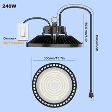 ETL Dimmable UFO High Bay LED Light Warehouse GYM Garage Commercial Lights IP65