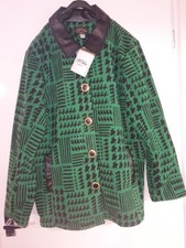 Bnwt Vintage Bob Mackie Wearable Art Green/black Print Fleece Jacket Size Xl New