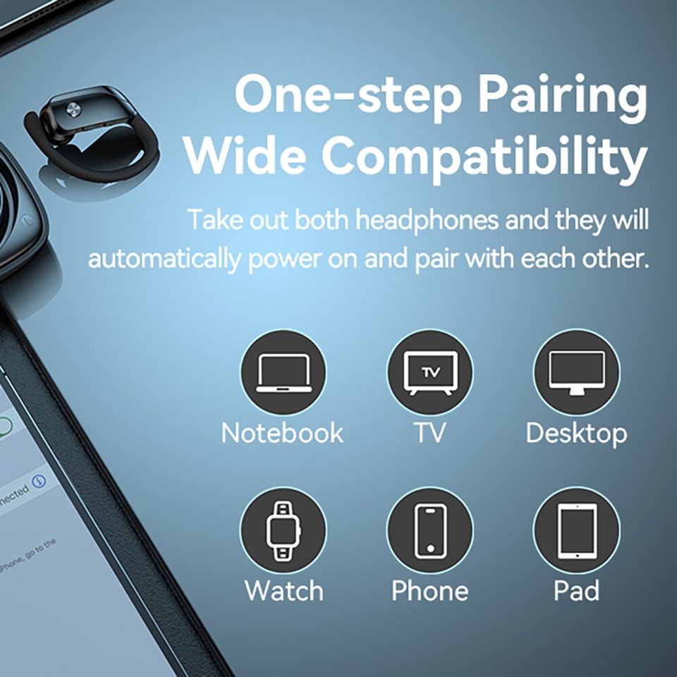 Mpow Bluetooth 5.0 TWS Ear Hook Headphones - Wireless Earbuds With Noise Cancellation