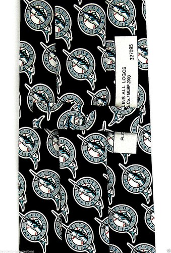 Florida Marlins Men's Silk Neck Tie Miami MLB Baseball Ralph Marlin Necktie - Picture 2 of 2