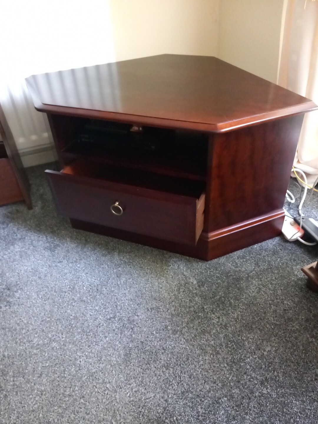 Retro Stag Minstrel TV Corner Unit. Dark wood Solid Mahogany eBay