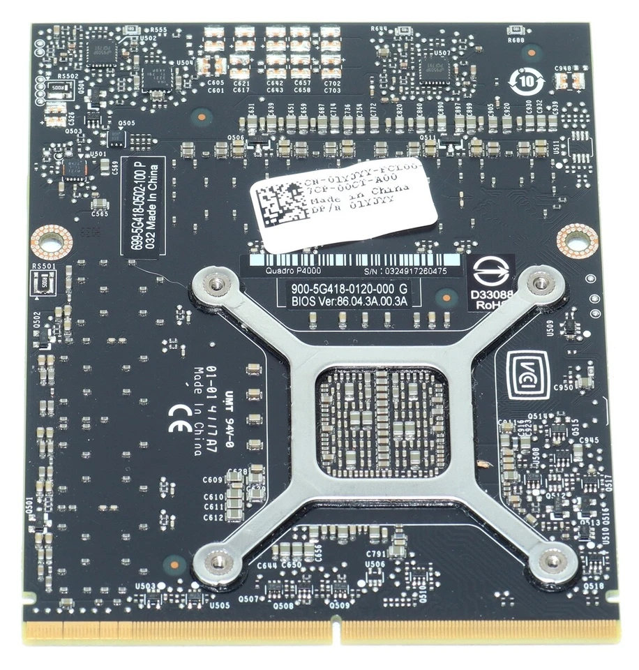 NUEVA GPU Dell 1YJYY Precision 7720 nVidia Quadro P4000 N17E-Q3-A1 8 GB GDDR5 Foto 2 de 3