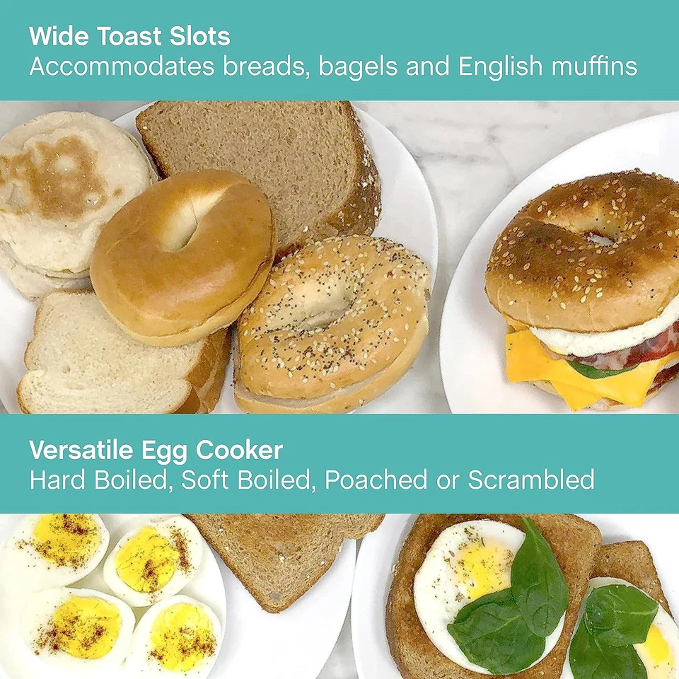 West Bend 78500 早餐站,2 片烤面包机带可拆卸肉类和蔬菜 — 第 3/4 张图片