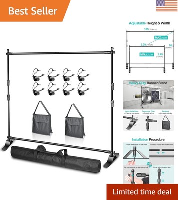 Versatile 10x8ft Adjustable Backdrop Stand - Ideal for Photography & Events