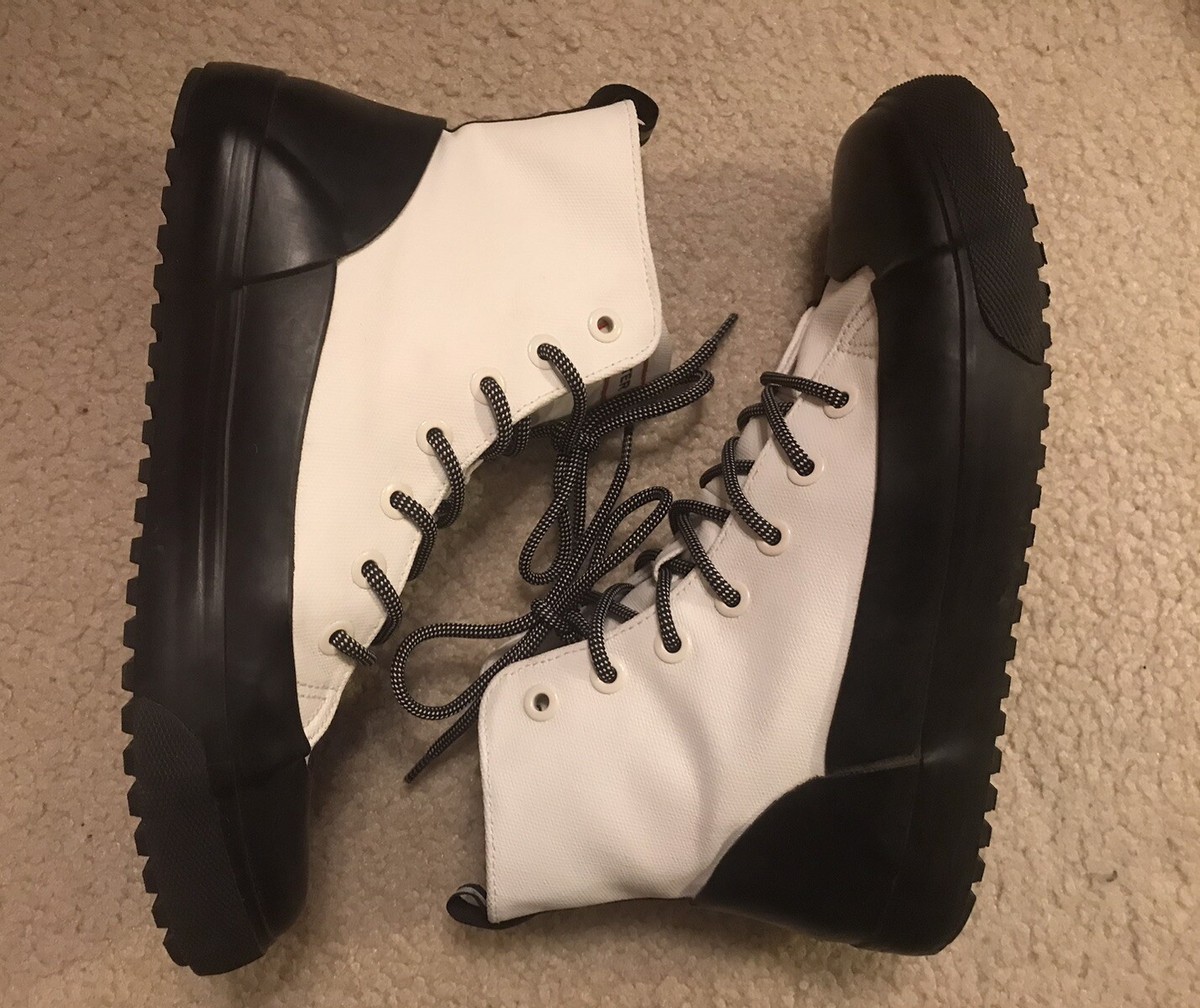 Unisex Hunter Black/White Rubber/ Canvas High Top Shoe US Sz Man 9