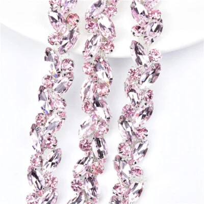 Kristall Fransen Strass Spitze Hochzeit Glitter Kette Trim Diamantband Perlen - Bild 1 von 4