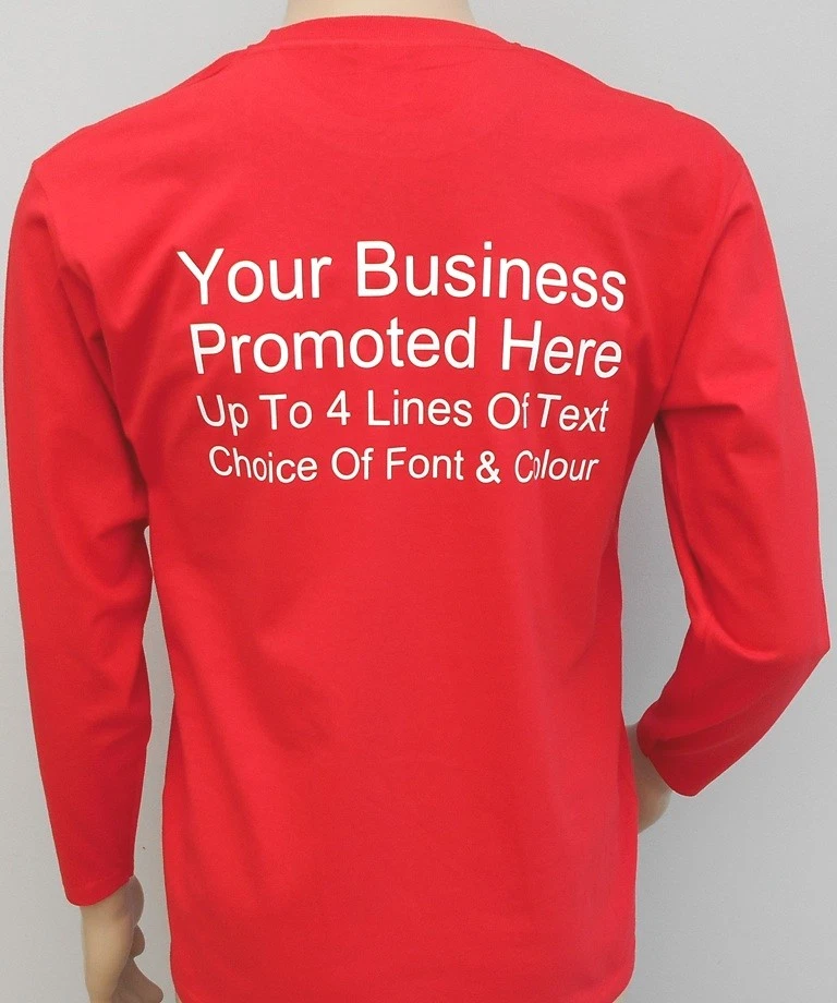 New Custom Printed Text Personalised LONG SLEEVE T Shirt Work Wear