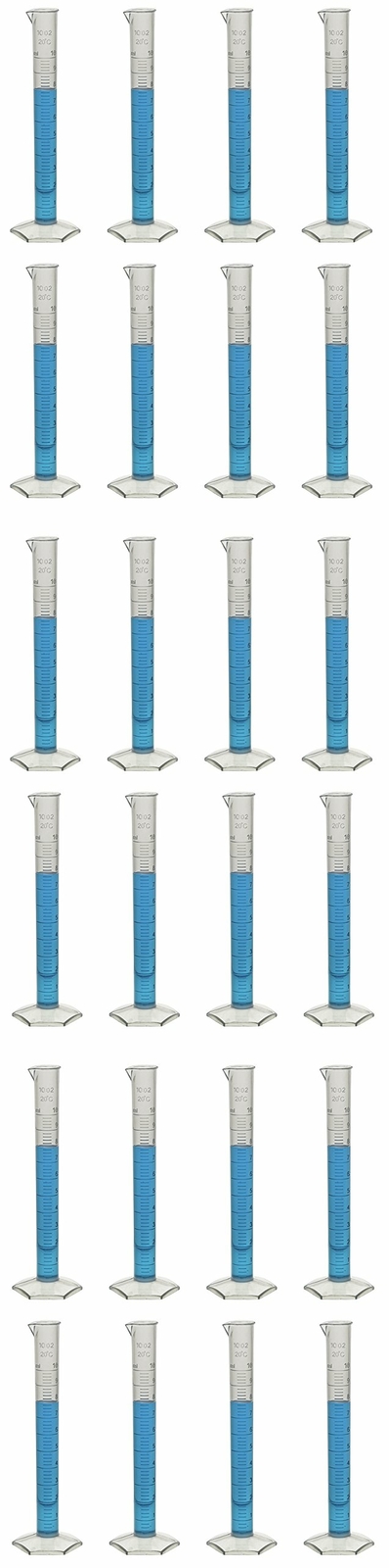 Eisco Labs 10ml Polypropylene Graduated Cylinder, Hexagonal Base - Pack of 24