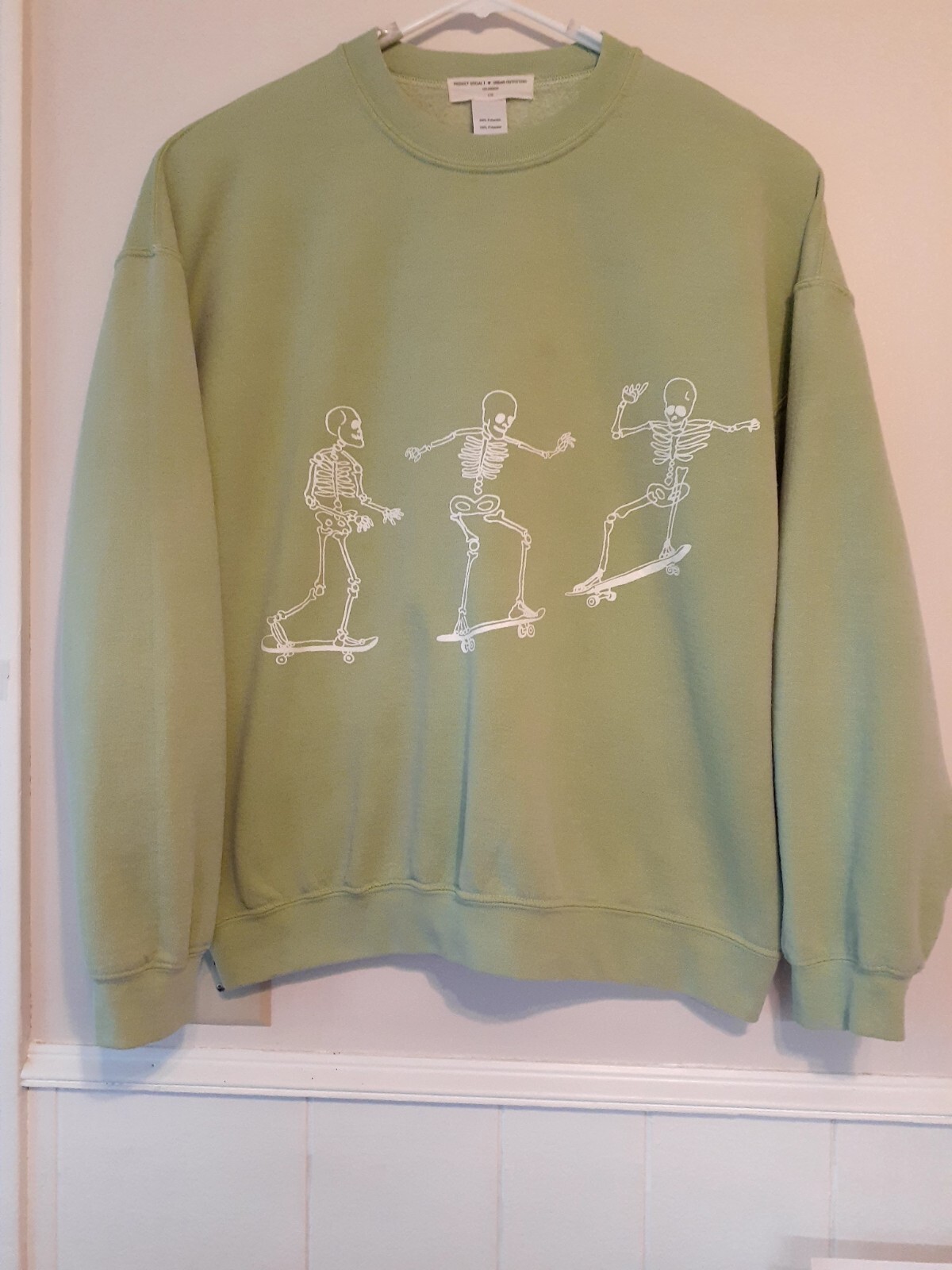 Project Social Skateboarding Skeleton Sweatshirt Mens L/XL Green Streetwear Sale
