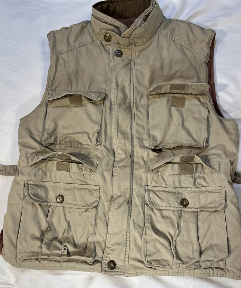 Duxbak Men’s Wuilted Insulated Khaki Hunting Fishing Vest Sz Medium Full Zip - Image 2 of 4