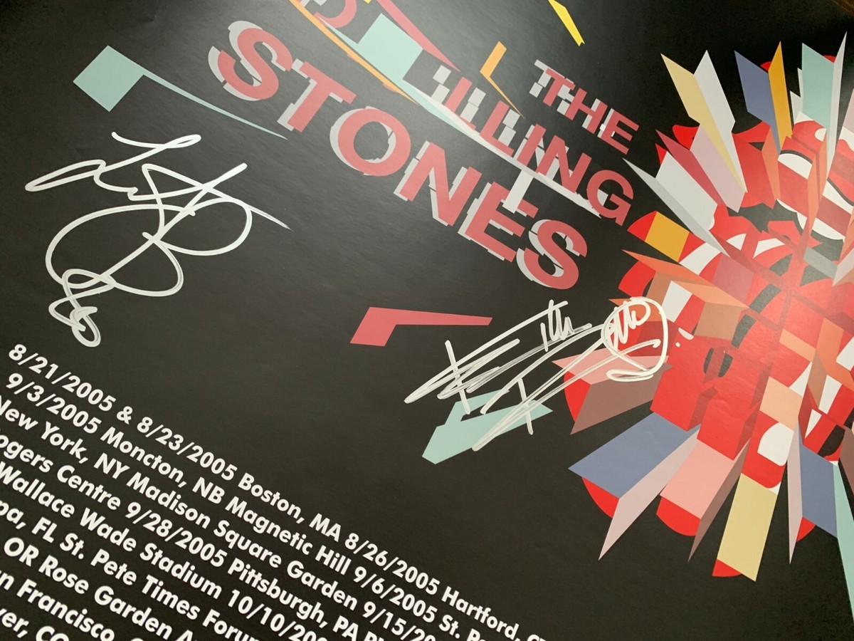 貴重☆rolling  stones☆タワーレコード大型ポスター☆フレーム付き☆ THE ROLLING STONES A BIGGER BANG SIGNED 2005 CONCERT TOUR POSTER