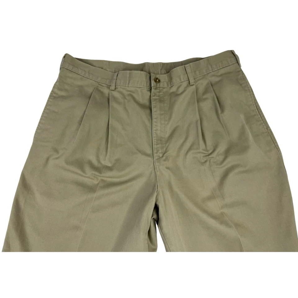 Lee Pleated Front Khaki Chino Dress Pants Men's Size 38 Tan Tapered High Waisted - Image 2 of 4