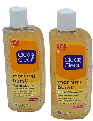 Clean & Clear Morning Burst Oil-Free Facial Cleanser - 2 Pack - 8 oz Each New