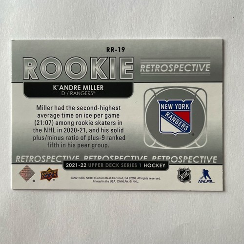 Rétrospective recrue 2021 Upper Deck série 1 #RR-19 K’Andre Miller - Photo 2/2