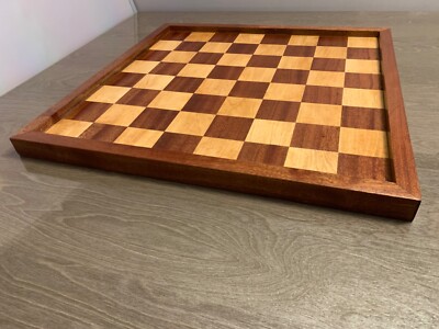 Premium handgefertigtes Mahagoni & Buche Schachbrett - Made in my workshop by myself 