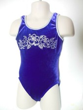 Gymnastic Leotard Velvet Tank Rhinestone Plum Sm Ch
