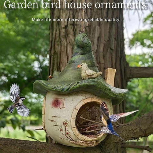 Cartoon Hanging Birdhouse Cozy Nest Resin Garden Outdoor Tree Patio Decor AU - Picture 12 of 16