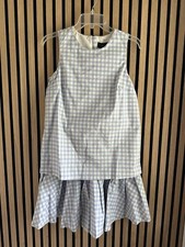NWT Girl's Victoria Beckham for Target Blue Check Sleeveless Ruffle Hem Dress XL