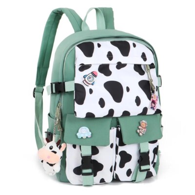 jansport backpack cow Comfort Green Stylish Cow Print Backpack Adjustable Straps & Multiple  Pockets