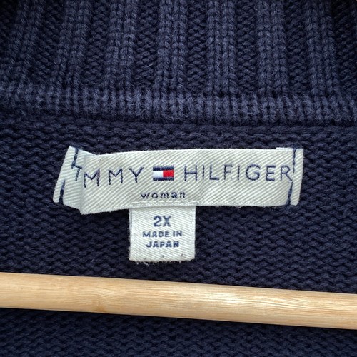Tommy Hilfiger Womens 2X Full Zip Sweater Jumper Navy Turtle Neck Knit Japan - Picture 2 of 16