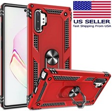 Rugged Military Grade Red Case For Samsung Galaxy Note 10 Plus Ring Kickstand