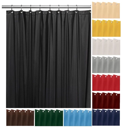 Magnetized PVC Shower Curtain Liner, Mildew Resistant, 70"x72", Hooks Optional
