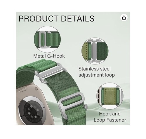 Zsuoop Alpine Loop Nylon Bands Compatible w Apple Watch Ultra 49 45 44 42 GHoo - 第 3/7 張圖片