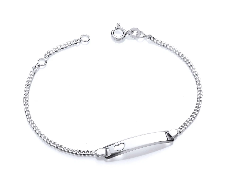 Solid 925 Sterling Silver HEART ID Adjustable Bracelet Ladies Girls ENGRAVEABLE - Image 3 of 4
