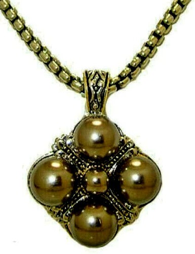 Black pearl CZ jewelry set 2pc gray necklace earrings white gold w chain New - Picture 3 of 5