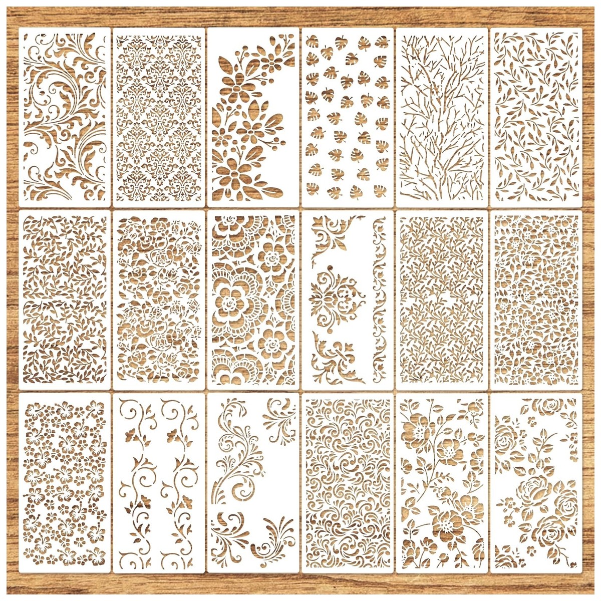Tree Leaf Vine Stencils for Painting on Wood, Large Bird Branches Stencils for Crafts Reusable