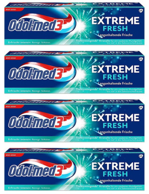   Odol-med3 Extreme Fresh Zahncreme Langzeit-Frische Zahnpasta 4x 75ml  