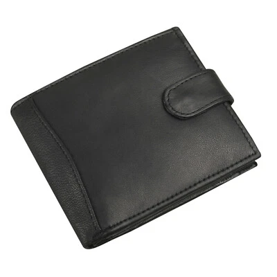 Mans Black Real Leather Wallet RFID SAFE Contactless Card Blocking ID Protection