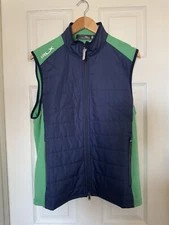 Polo Ralph Lauren RLX $198 Men’s Medium Golf Hybrid Full-Zip Vest Green Blue NEW