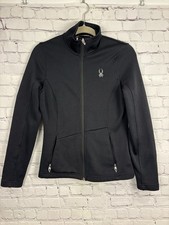 SPYDER Core Jacket Womens Size M Black Full Zip Sweater Fleece Lined Embroidered
