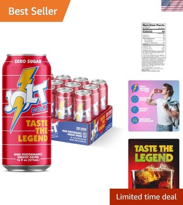 JOLT Cola Energy Drink 12 Pack - 200mg Caffeine, Zero Sugar, Classic 80s Flavor
