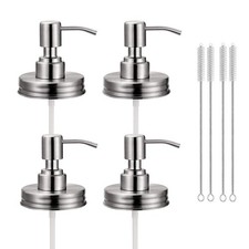 4 Pack Stainless Steel Mason Jar Liquid Soap Dispenser Pup Lid for Regular Mouth