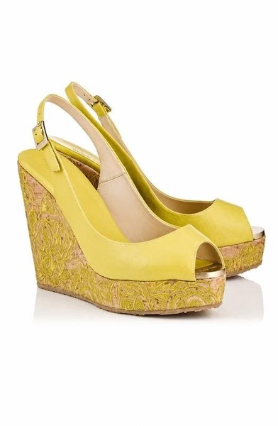 Women Jimmy Choo Heels Yellow Leather 37