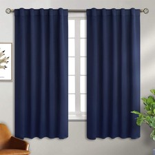 Rod Pocket and Back Tab Blackout Curtains 42"W x 63"L Pack of 2 Navy Blue