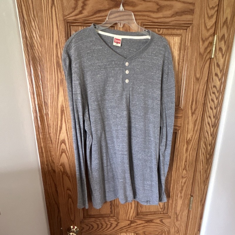 Homage Henley Button Long Sleeve T-Shirt Gray Cotton Blend Knit XXL