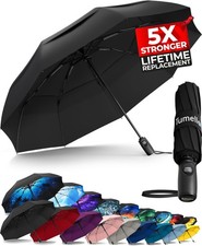 Strong Windproof Travel Umbrella Compact Auto Folding Rain