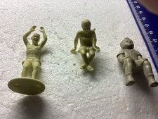 Marx vintage children, swimming pool family plastic figures and large baby.