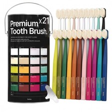 Premium Ultra Soft Toothbrush Set 21pcs Deep Clean Pastel Colors Korea
