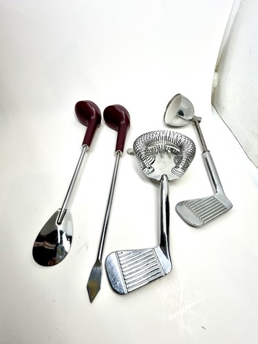 Vintage Miniature Red Golf Bag Martini Making Kit 4 Pc Set Drinks Golfers Bar - Picture 14 of 20